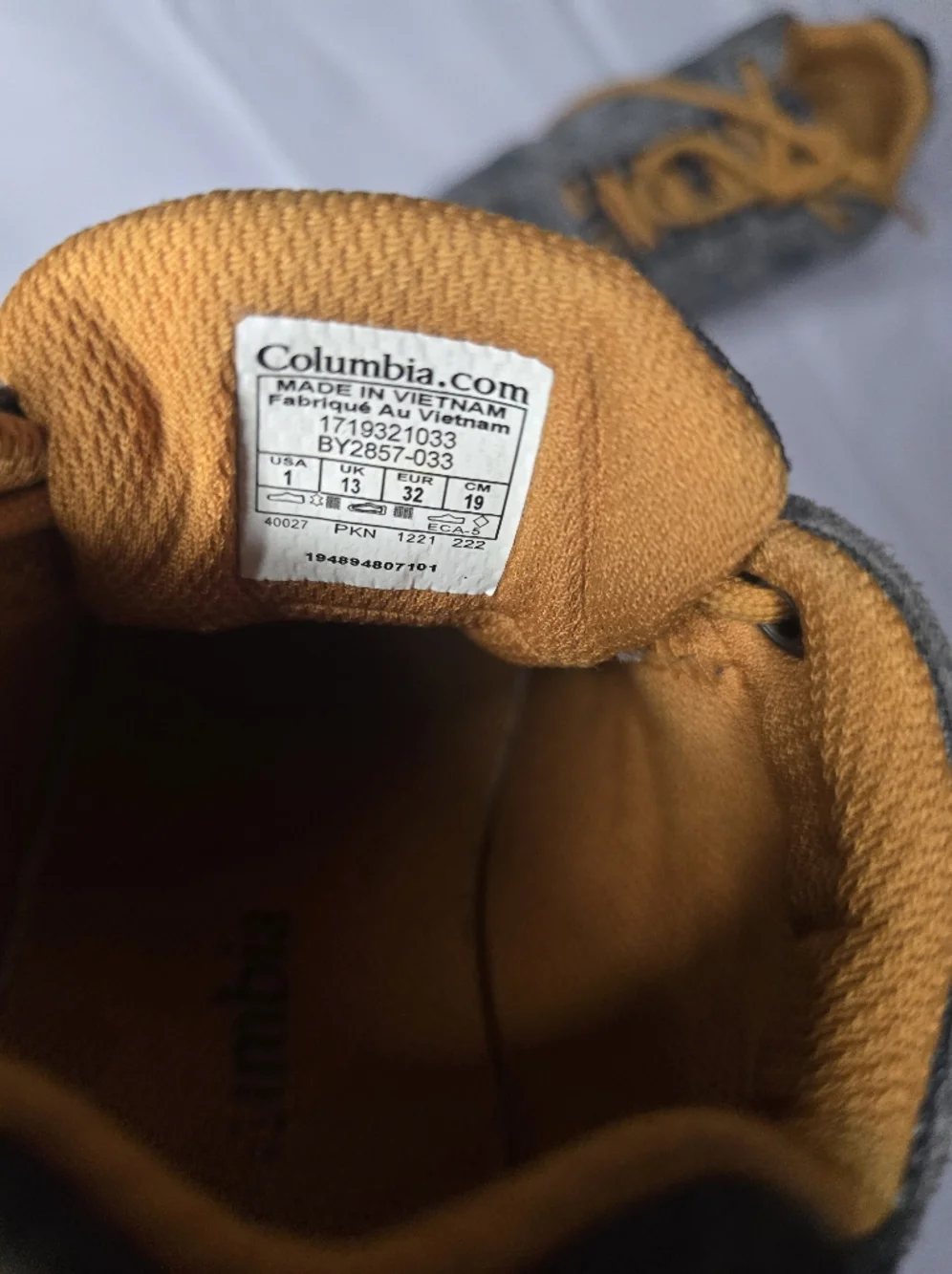 Columbia Kids Gray Suede Mesh Sneakers with Orange Lining